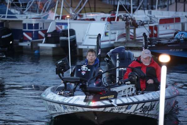 Chad Pipkens heads through boat check. 