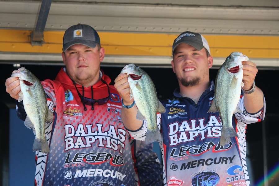 Zackery Hines and Cameron Burger of Dallas Baptist University	 are in 15th with 6-2.
