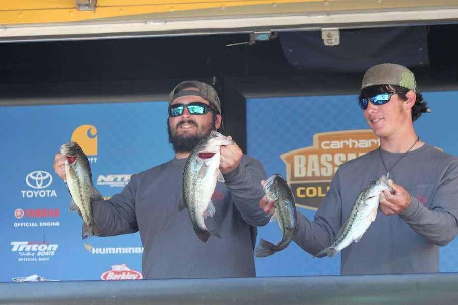 Tyler Rivet and Jess Robertson of Nicholls State University are in 10th with 8 pounds. 