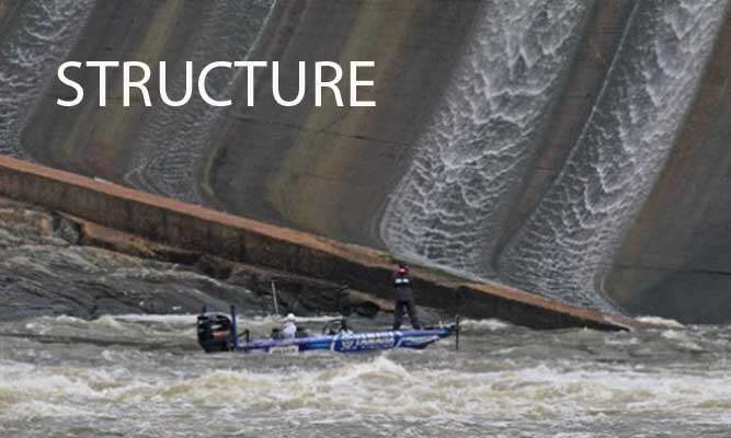 10. Structure - Contour changes on a lake's or stream's substrate â channels, ledges, flats and points â are structure. A brushpile or stump is cover, not structure. Cover and structure are two different things, and bass anglers who know what they're talking about know this.