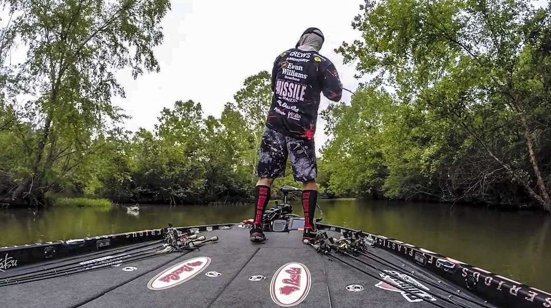 Day 1 leader John Crews hooks a critical fish late on Day 2. 