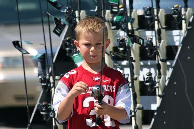 Will Starek, 8, of Rogers appears to be in deep concentration while competing Saturday.