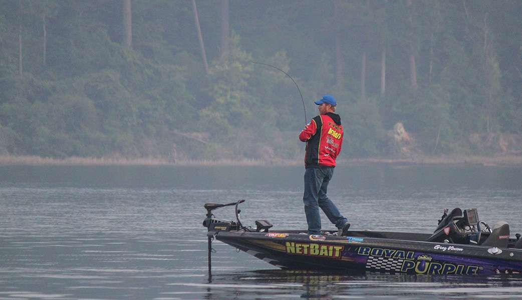 Greg Vinson sets the hook on a fish.