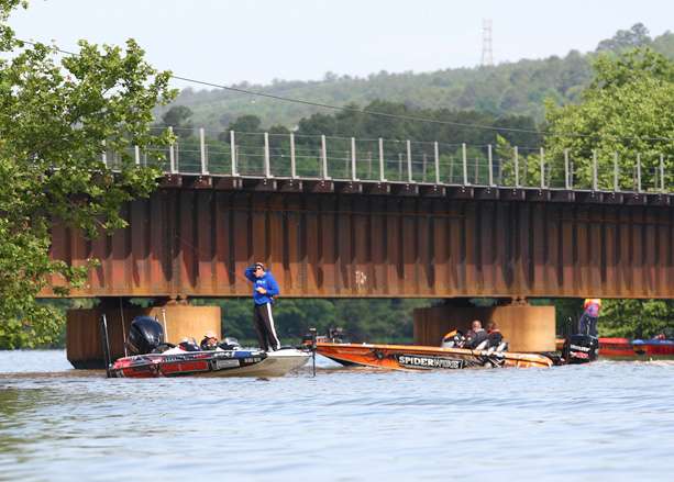 Some of the more popular bridges became crowded with anglers. 