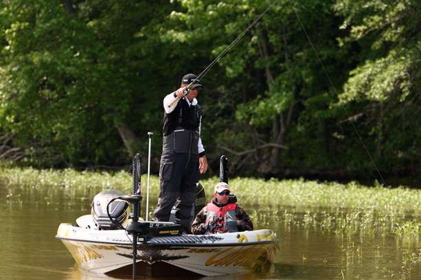 Walker was using several tactics to pick apart the shallow grass in Lake Dardanelle. 