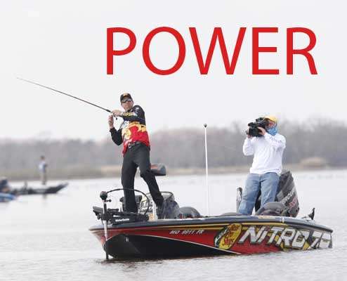 8. Power - When you're using big, horizontally-moving lures and covering a lot of water trying to create reaction bites, you're power fishing. Spinnerbaits, buzzbaits, crankbaits and lipless crankbaits are all traditional power fishing lures. If you're power fishing, you're not trying to tempt every bass in the area to bite; you're trying to catch every bass that wants to feed or that can be triggered into striking a fast-moving bait. If you know an angler who has a reputation for fishing fast, you can bet he's a power fisherman.