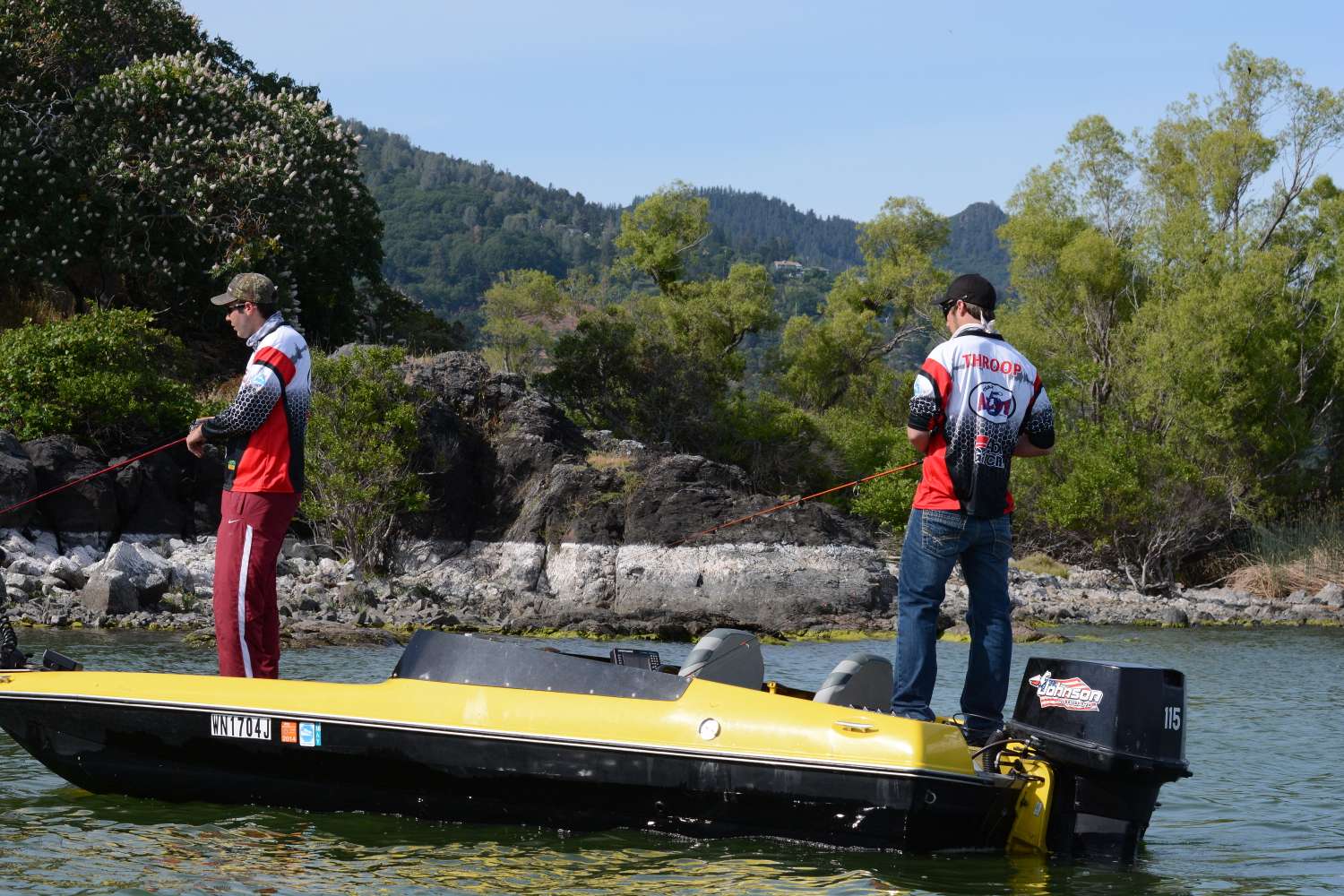 Travis Opel and Taylor Throop of Eastern Washington University had two bass in the boat by mid-morning.