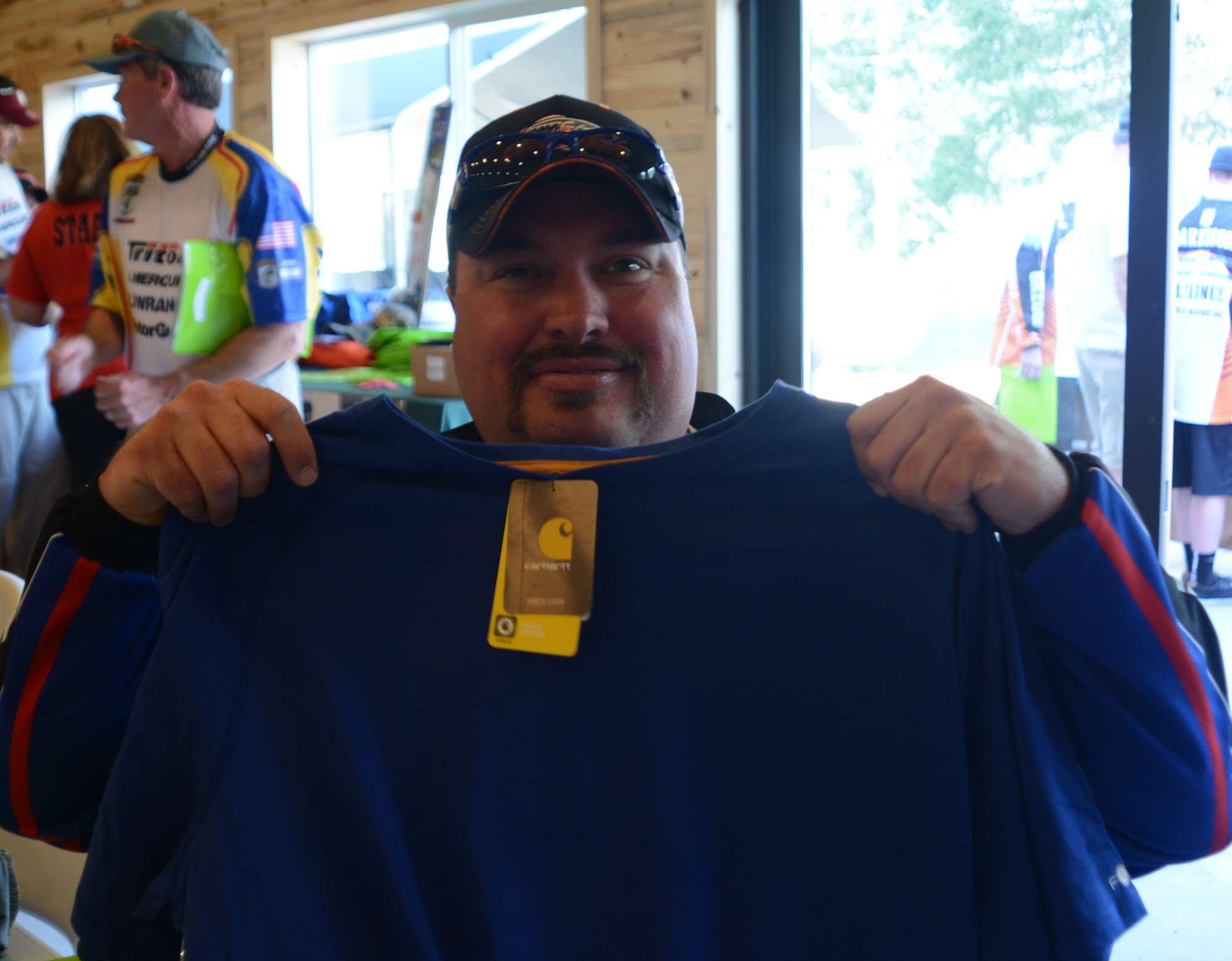 Chris Felty of the Idaho B.A.S.S. Nation displays one of his new Carhartt shirts.