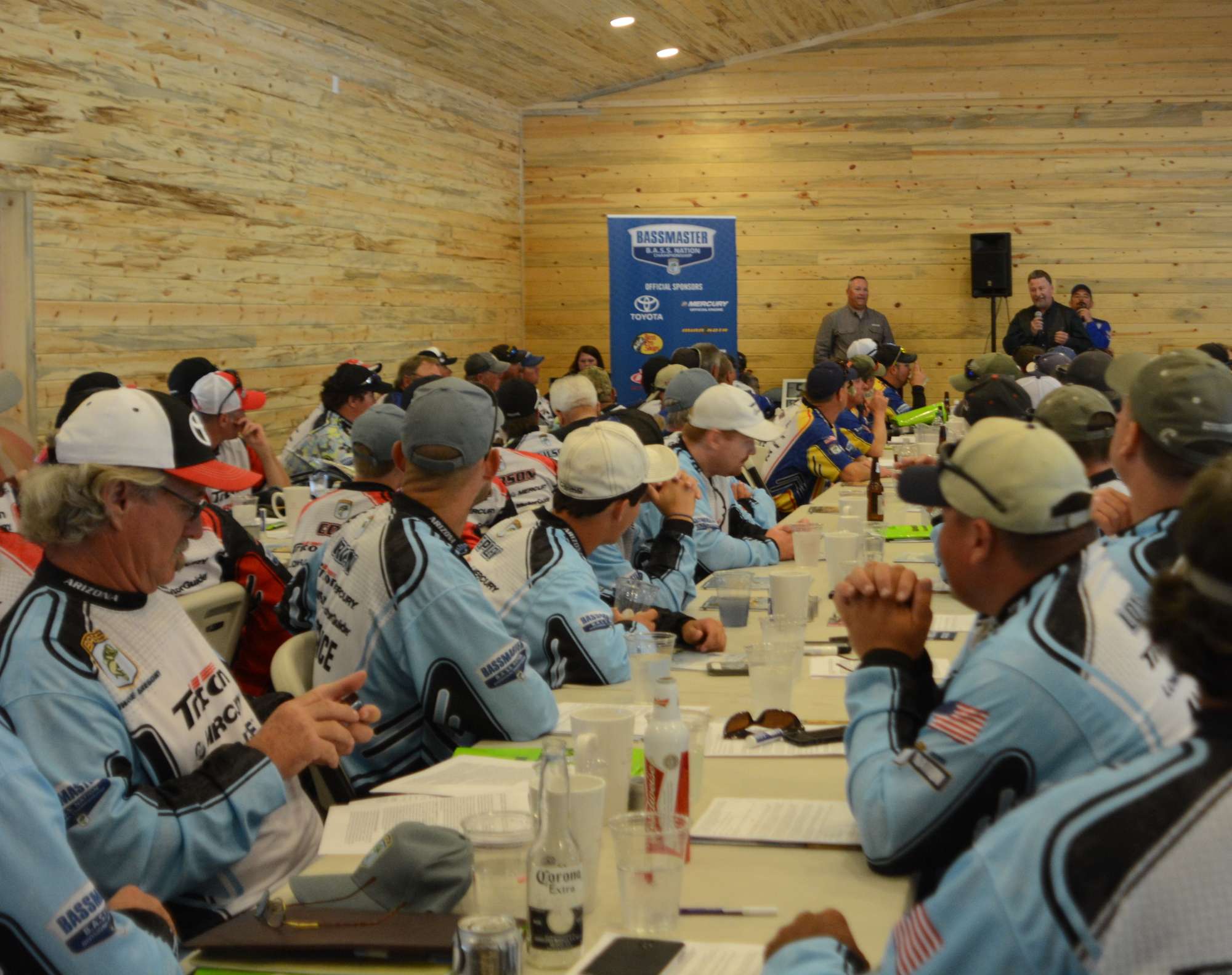 Competitors settle in for the tournament briefing.