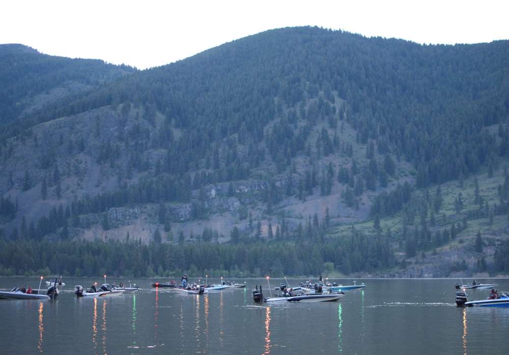 Competitors get ready for takeoff on Day 1 of the 2014 B.A.S.S. Nation Western Divisional on Montanaâs Noxon Reservoir.