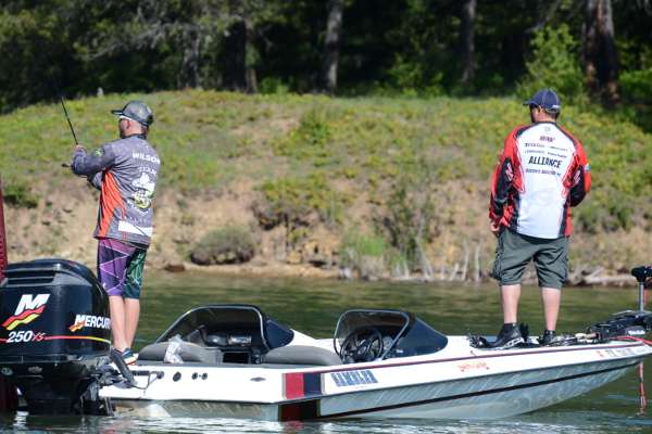 Tyler Wilson of New Mexico and Kory Ray of Oregon are stacked up in a popular area, and Wilson just caught one.