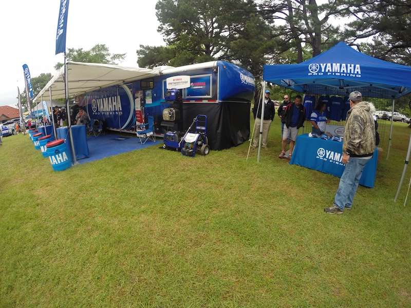 Yamaha has an expansive line of products on display. 