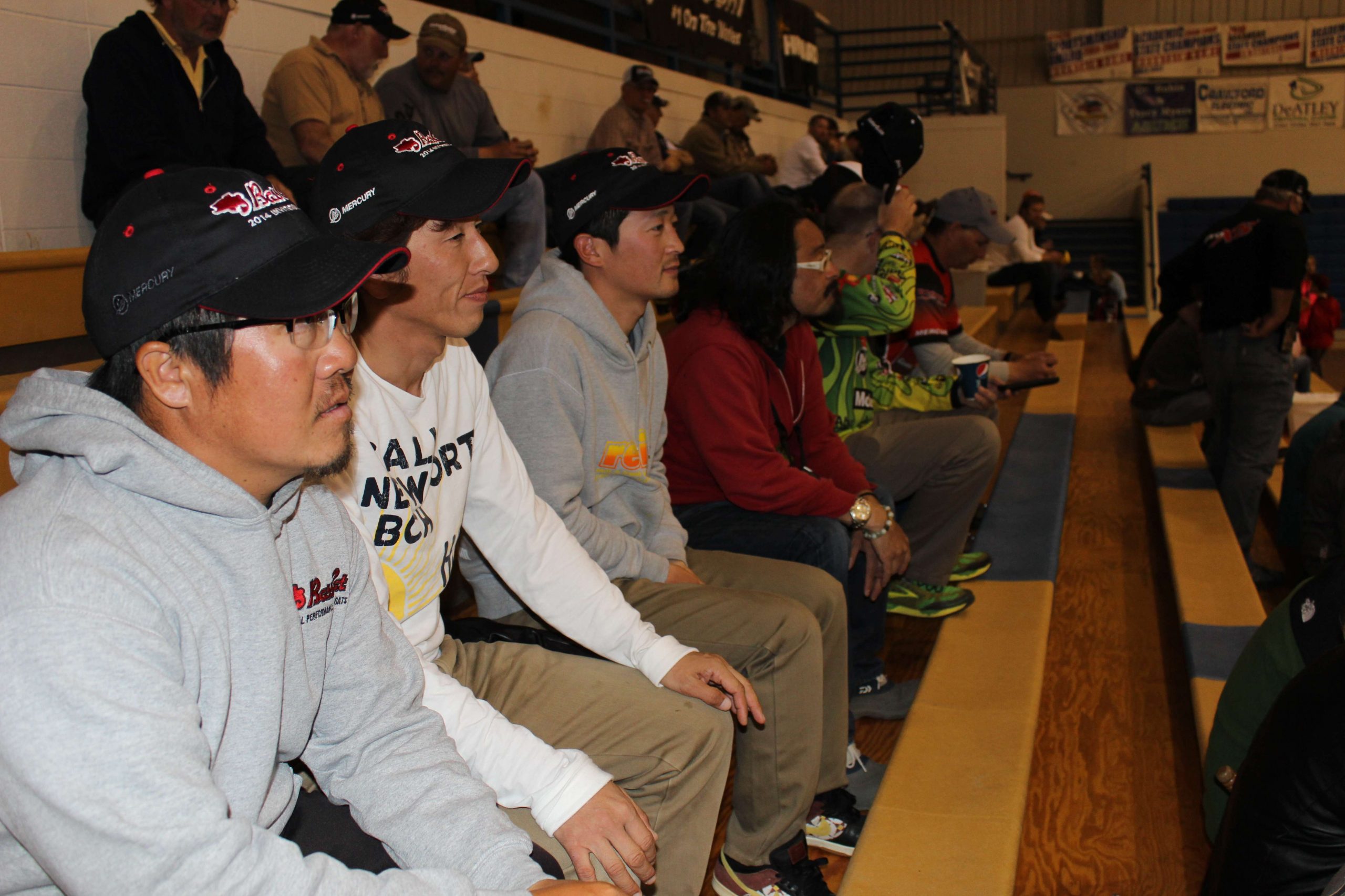 At Mountain Home Highâs gym, Rick Pierce gives away prizes as the team and Kiriyama watch on.