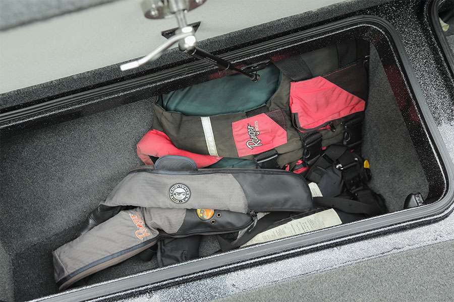 The front right compartment holds life jackets and rain gear.