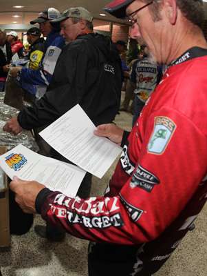 Stephen Browning looks over news for the upcoming Elite Series event Bassfest on Chickamauga Lake. 