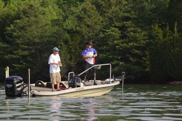Larry Draughn and his co-angler said it had been a slow morning for them. 