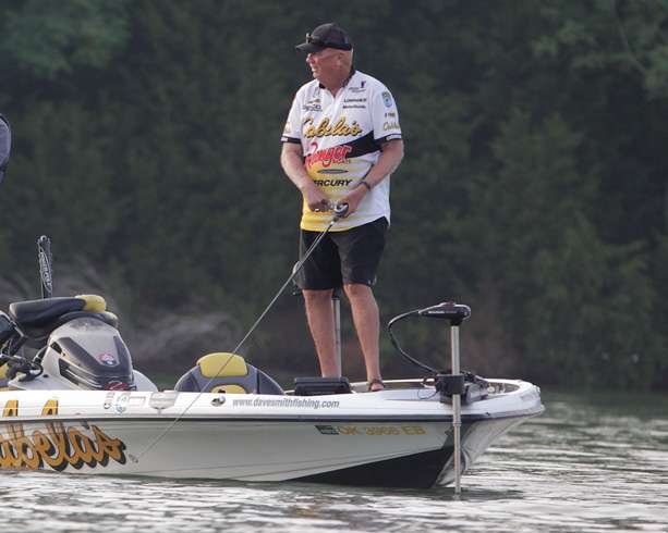 Big Dave Smith started his day fishing a point near the launch site. 