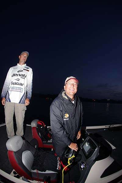 Second-place pro Ricky Shepherd is all smiles as he prepares for a day of fishing on Douglas Lake.