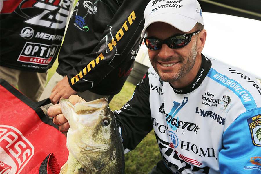 Randy Howell has a nice fish in his weigh-in bag.