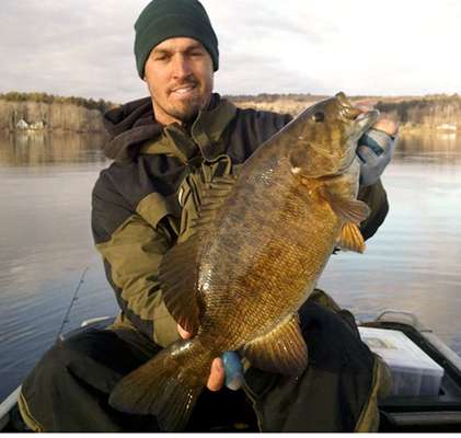<b>Keith Poulin</b>
7 pounds, 13 ounces
Wassookeag Lake, Maine
Â½-ounce Zona Big Bite tube head, 4-inch flake tube (dark melon /purple)