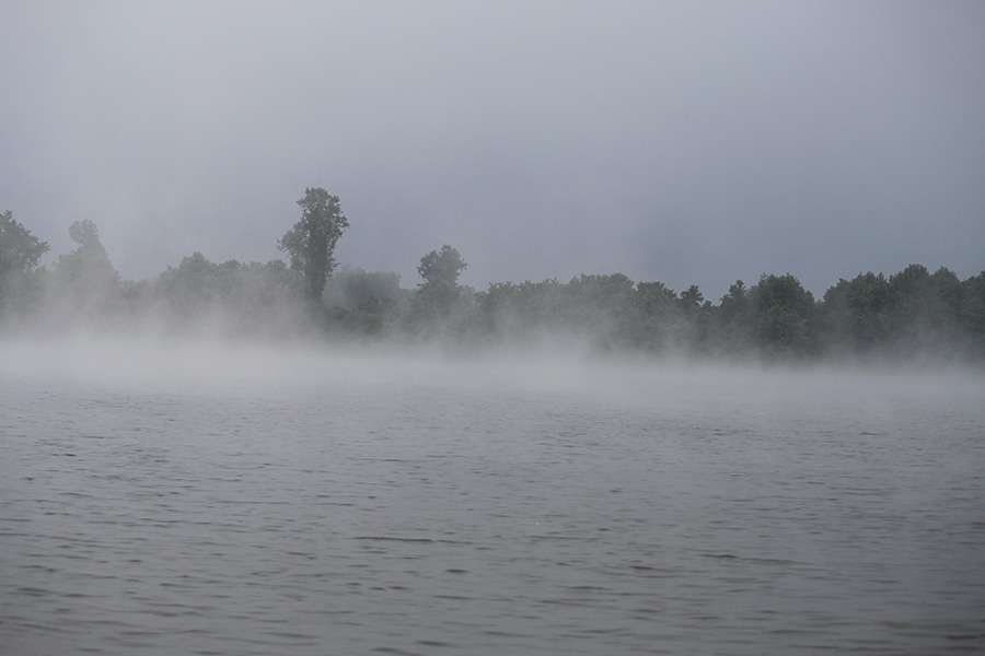 Heavy fog greeted anglers up the lake on Dardanelle on Day 1.