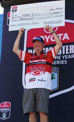 Davis shows of his big check from Toyota. He is the AOY points leader.
