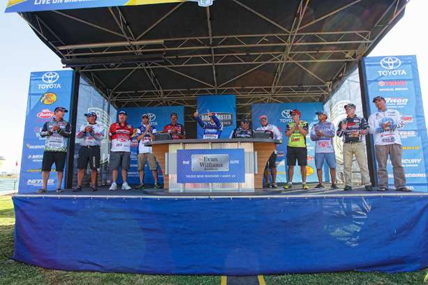 The top 12 will fish the fourth and final day of the Evan Williams Bourbon Bassmaster Elite at Toledo Bend.