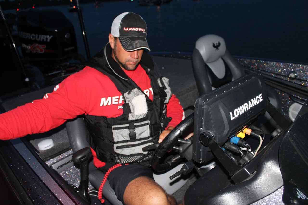 Oklahoma angler Billy Lemon turns off his phone as he prepares to launch.
