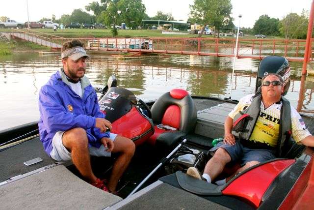 Maples and his Day 2 partner, Mississippi angler Bobby Foskey (left), were 16th in this morning's launch schedule, which would have had them up and running at about 6:16 a.m.