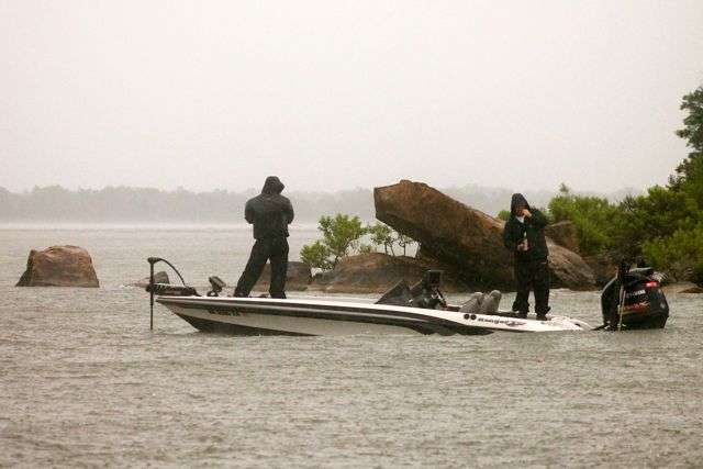 By the time Millner threw this bass back, the rain was really, really coming down, cueing the exit of the camera boat.