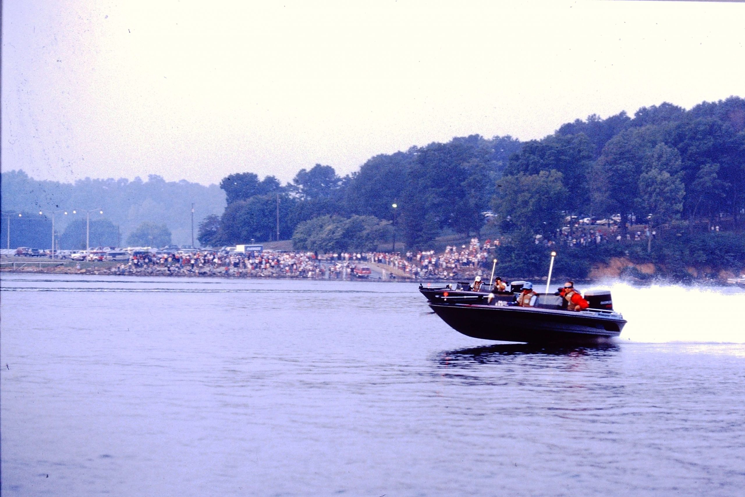 Crowds lined the banks for the daily launches at the 1986 Classic. Expect to see even more fans at BASSfest with all the activities going on, including seminars by the pros, a High School Elite Experience and a Carhartt College Bassmaster Series being held concurrently.