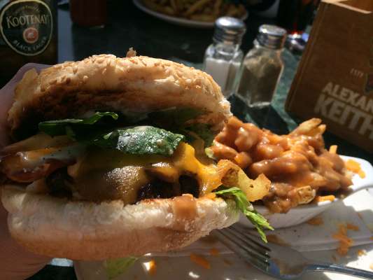 â¦ and devoured an elk burger with some famous Canadian poutine (fries covered in gravy and cheese curds).