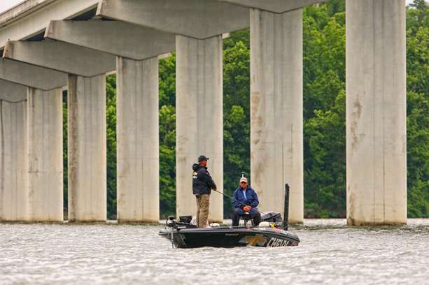 Luke Clausen fishes a bridge that crosses Chickamauga Lake.