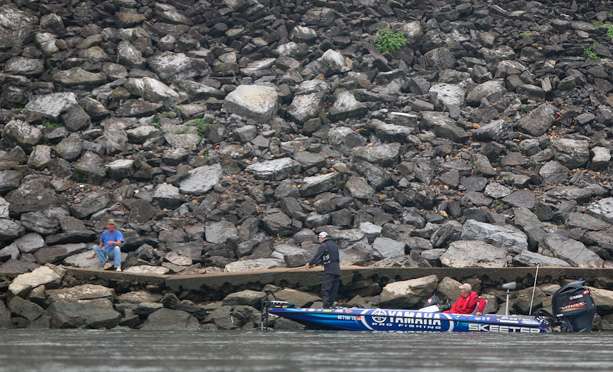 Jared Miller was fishing a huge riprap wall near the dam.