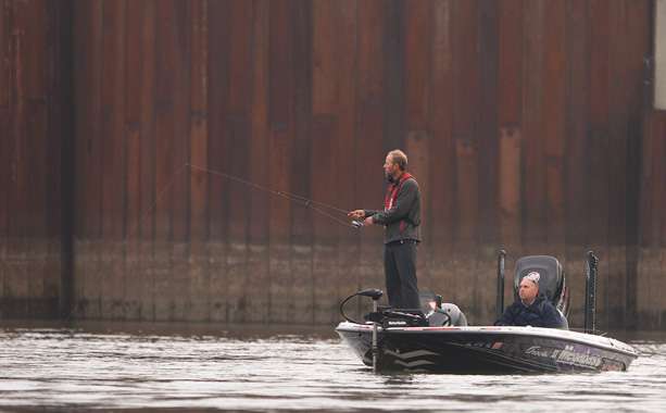 Aaron Martens joined the large contingent fishing below the dam. 