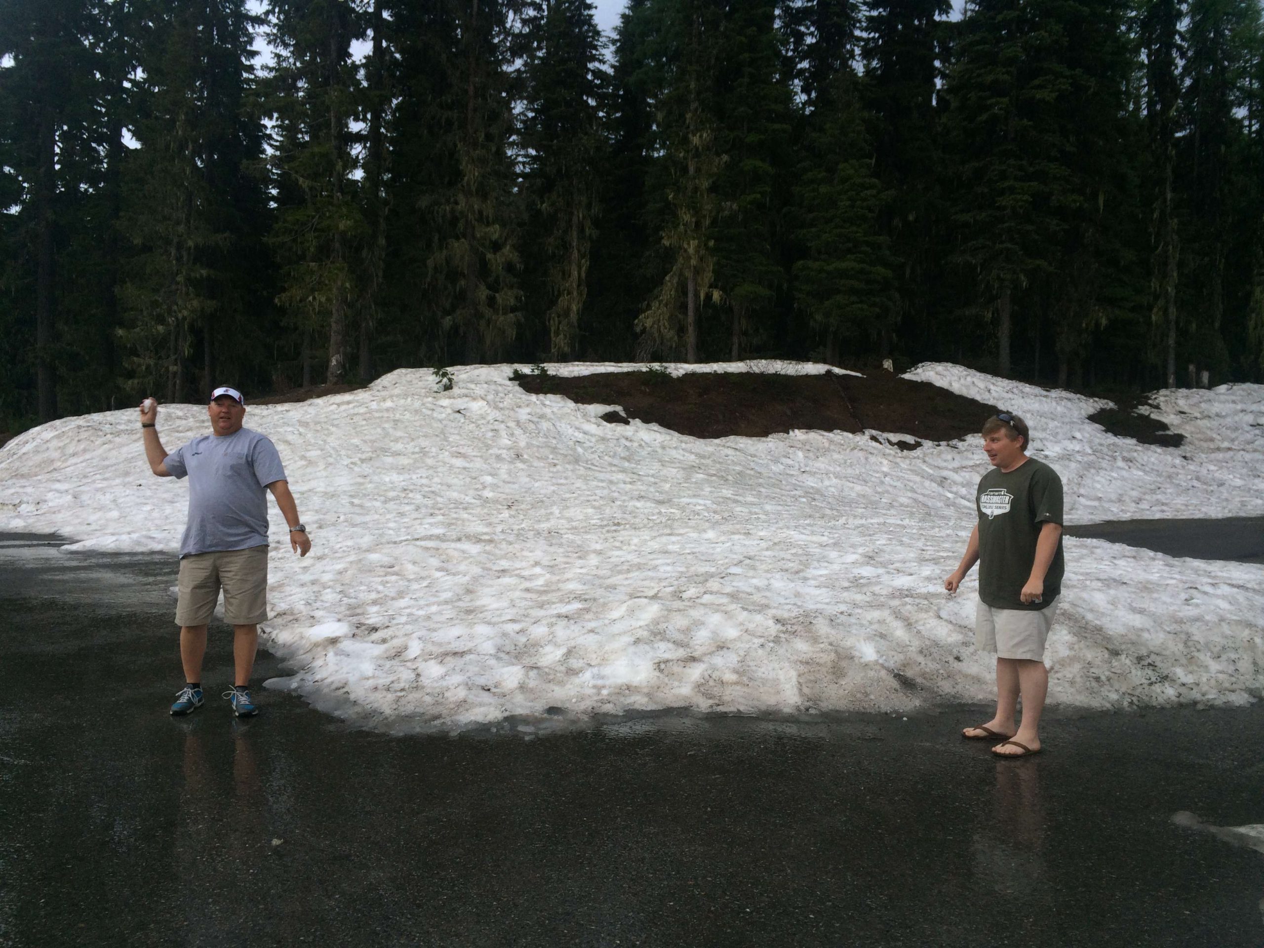Leave it to the men to start a snowball fight.