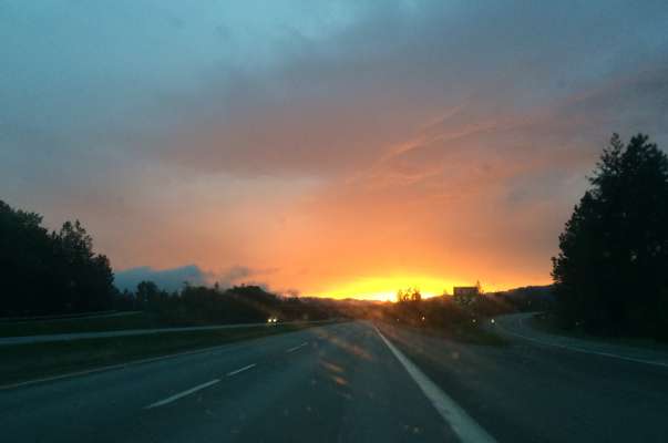 With the nice camera all packed up, we could only rely on smartphones for photos of the Idaho sunset while we were Spokane-bound. But the sky looked like it was on fire.