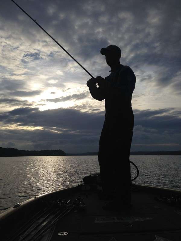 Brandon Lester in the morning light on the first day of BASSfest. Photo by Bassmaster Marshal Jerry Henegar