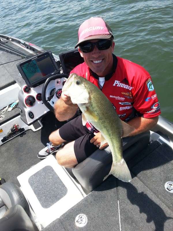 Chickamagua gives up another largemouth to Britt Myers. Photo by Bassmaster Marshall Tim Wilson