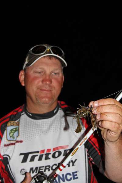 Day 2 leader Daniel Gray will use his homemade jig with a Strike King Rage Craw trailer for dock skipping.
