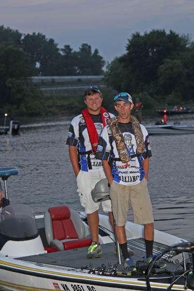 Virginia high school anglers Brandon Strayer and James Graves await the Day 3 launch.