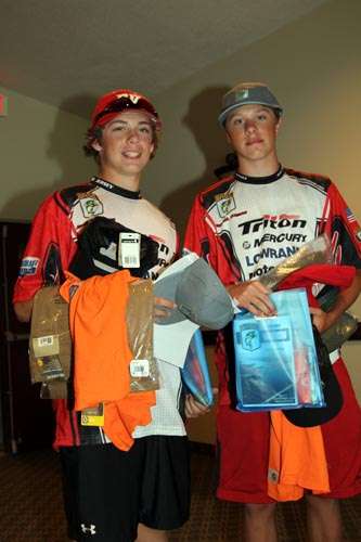 New Jersey high school competitors Michael Curran and John Stevenson left with an armload of sponsor gear.