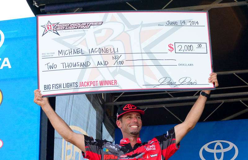 Michael Iaconelli won the Big Fish Lights Jackpot of $2,000 from Rigid Industries.