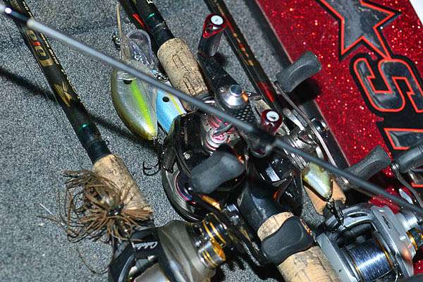 On the other side of McClellandâs deck is another jig and a Spro Little John DD deep-diving crankbait to get in touch with those ledge-bound bass.