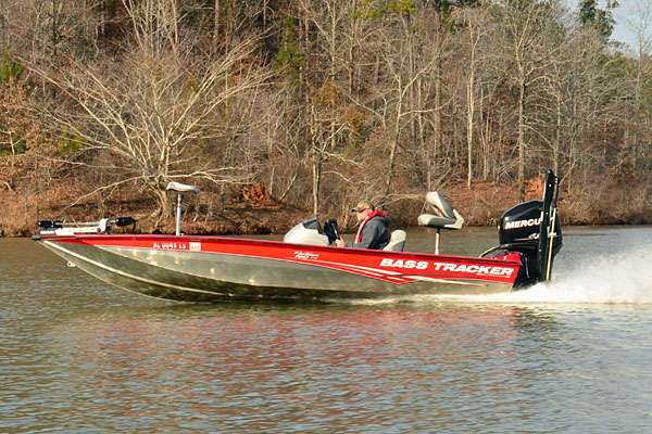 The other mule is B.A.S.S. Tournament Manager Chuck Harbin's 2008 Bass Tracker Pro Team 190 with a 90-horse Mercury Optimax. Harbin runs with a notoriously heavy load, most of it being Helicopter Lures and Banjo Minnows. Or so I'm told.