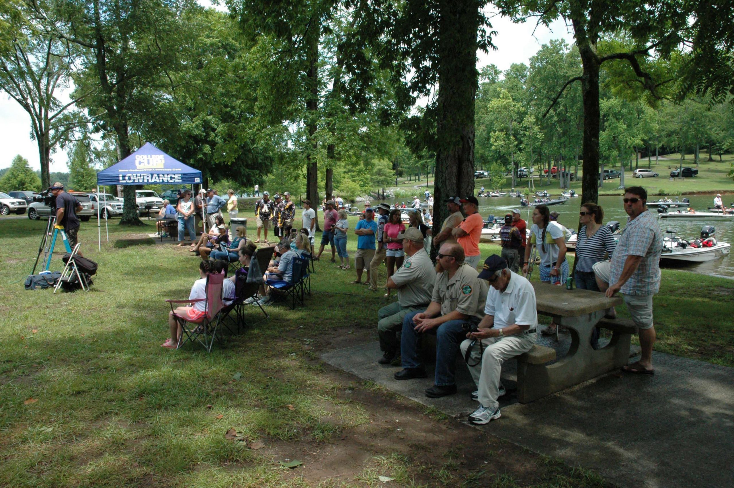 The crowd takes in the weigh-in at picturesque Rhea Springs Recreation Area near Spring City, Tenn. 