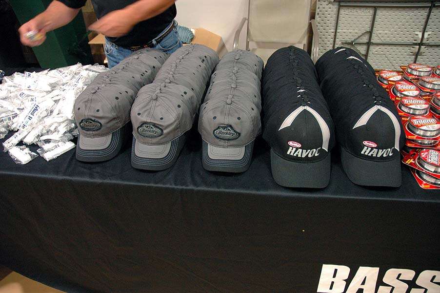 Berkley Havoc hats and Berkley Trilene are among the products given to the teams.  