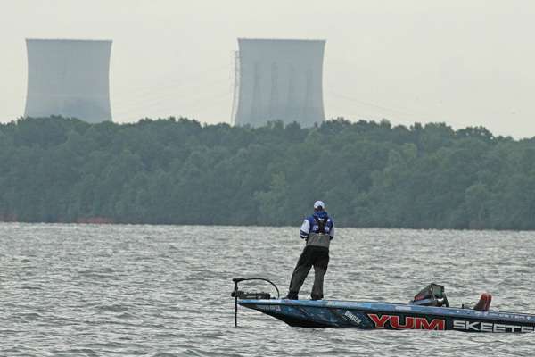 A consistent backdrop for many of these anglers are the two nuclear reactors on the skyline.