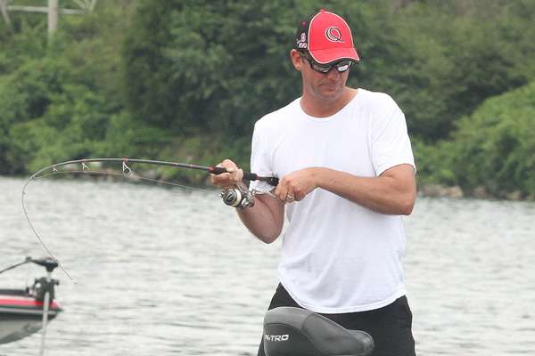 KVD sets the hook on his fifth fish of the day.