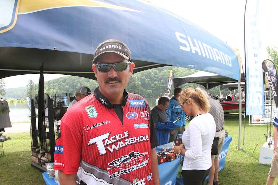 Jarred Lintner in the Shimano booth. 